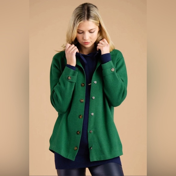 Marble Fashion Green Overshirt Shacket Button Front Cardigan - Picture 10 of 11